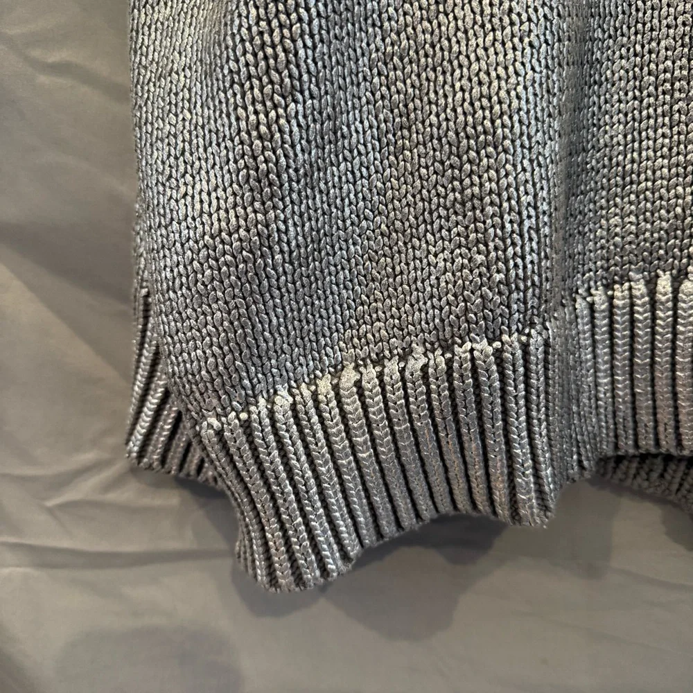 Future Collective Womens 1X Metallic Silver Crewneck Top Y2K Futuristic Chic